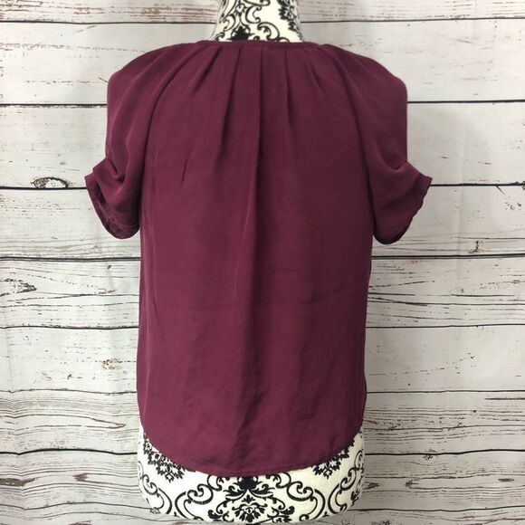 Joie Silk Blouse Button Up Shirt Burgundy XS - Picture 4 of 10